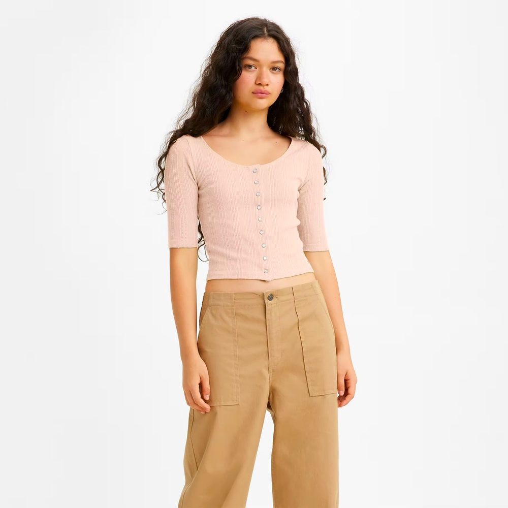Levi’s DRY GOODS POINTELLE TOP in Pearl Blush-Pink NWT